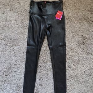 Spanx black faux leather leggings Medium